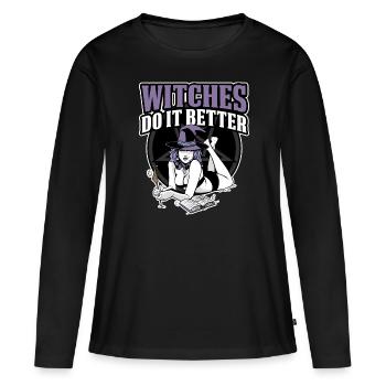 Les sorcières le font mieux cadeau Wicca - T-shirt manches longues Premium bio Femme - noir - Devant - Julia (174cm)