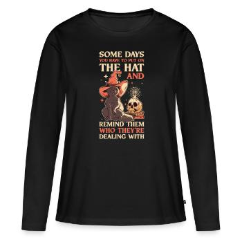 Mettez le chapeau Cadeau Wicca - T-shirt manches longues Premium bio Femme - noir - Devant - Julia (174cm)