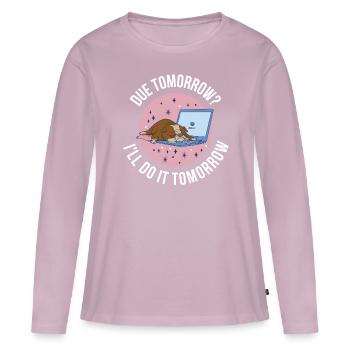 Due Tomorrow Prokrastination Geschenk - Frauen Premium Bio Langarmshirt - Altrosa - Vorne - Julia (174cm)