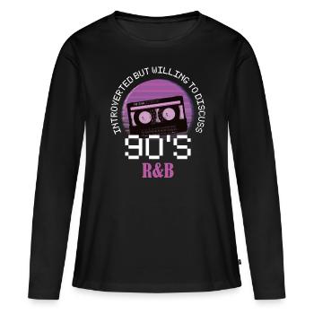 Introverti cadeau introverti R& B des années 90 - T-shirt manches longues Premium bio Femme - noir - Devant - Julia (174cm)