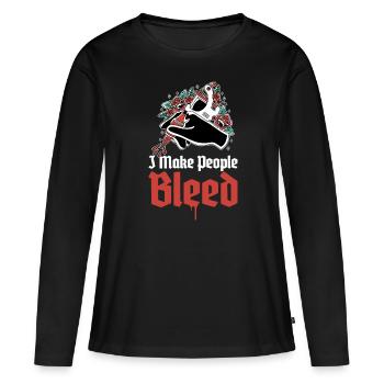 Je fais saigner les gens Tatouage Cadeau - T-shirt manches longues Premium bio Femme - noir - Devant - Julia (174cm)