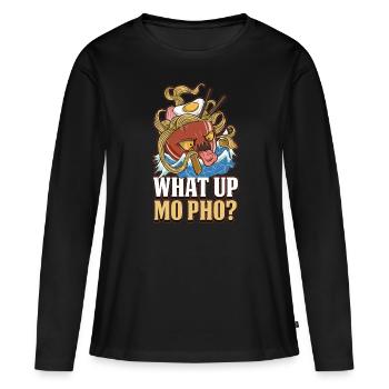 Qu’est-ce que Up Pho Pho Cadeau - T-shirt manches longues Premium bio Femme - noir - Devant - Julia (174cm)