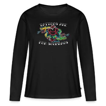 Les tatouages sont pour les salauds Tatouage Cadeau - T-shirt manches longues Premium bio Femme - noir - Devant - Julia (174cm)