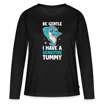 J’ai un cadeau de dauphin au ventre sensible - T-shirt manches longues Premium bio Femme - noir - Devant - Julia (174cm)