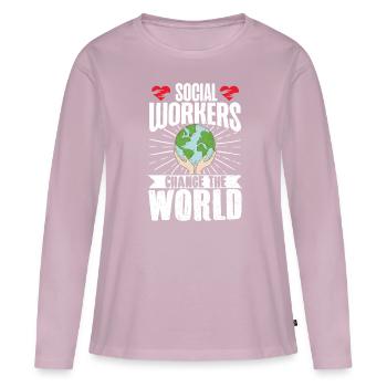 School Social Work Month Globe - Frauen Premium Bio Langarmshirt - Altrosa - Vorne - Julia (174cm)