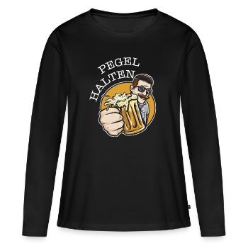 Pegel halten - Party Feiern Kneipe - Frauen Premium Bio Langarmshirt - Schwarz - Vorne - Julia (174cm)