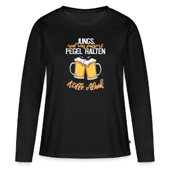 Egal was passiert - Pegel halten - Frauen Premium Bio Langarmshirt - Schwarz - Vorne - Julia (174cm)