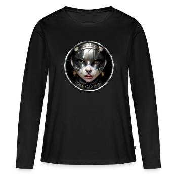 Cat Lady in Armor Jeu de rôle fantastique - T-shirt manches longues Premium bio Femme - noir - Devant - Julia (174cm)