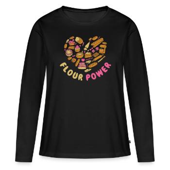 Cadeau de cuisson de la farine Power - T-shirt manches longues Premium bio Femme - noir - Devant - Julia (174cm)