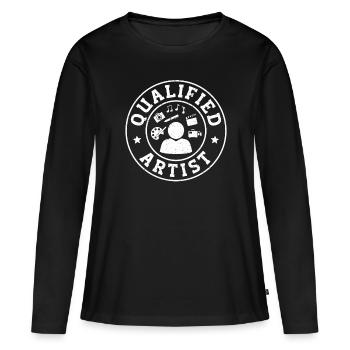 Artiste Artiste - T-shirt manches longues Premium bio Femme - noir - Devant - Julia (174cm)