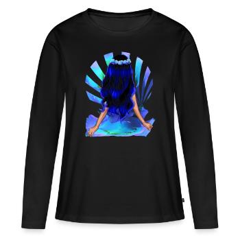 Flower Child Black Blue Hair Rose Girl - Women's Premium Organic Long Sleeve Shirt - black - Front - Julia (174cm)