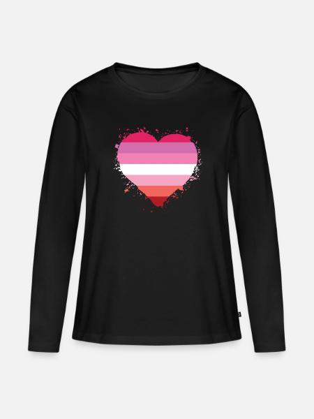 Pride LGBTQ Herz Lesbisch - Frauen Premium Bio Langarmshirt - Schwarz