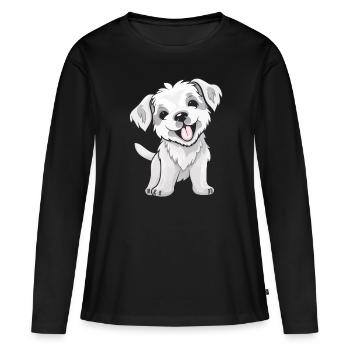 Süßer kleiner Hund - Frauen Premium Bio Langarmshirt - Schwarz - Vorne - Julia (174cm)