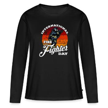 Nous sommes fiers de nos pompiers - T-shirt manches longues Premium bio Femme - noir - Devant - Julia (174cm)