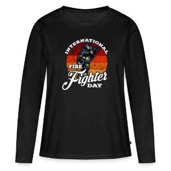 Nous sommes fiers de nos pompiers - T-shirt manches longues Premium bio Femme - noir - Devant - Julia (174cm)