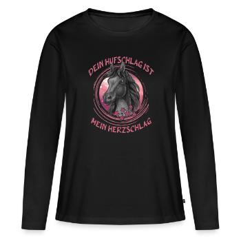 Pferde reiten ist Pferdeliebe für das Pferd - Frauen Premium Bio Langarmshirt - Schwarz - Vorne - Julia (174cm)