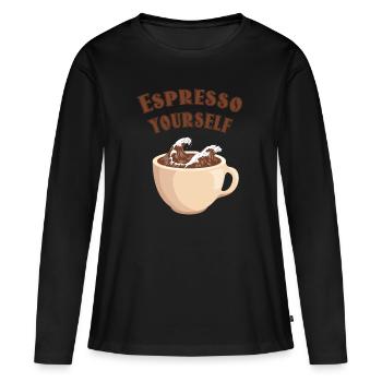 Journée mondiale du café - T-shirt manches longues Premium bio Femme - noir - Devant - Julia (174cm)