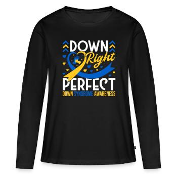 Down Syndrome Awareness Month Down - Frauen Premium Bio Langarmshirt - Schwarz - Vorne - Julia (174cm)