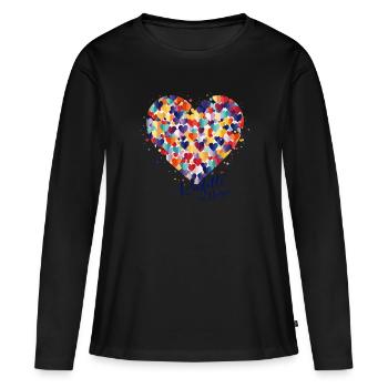 Köln Karneval Alaaf Jeck Party Konfetti Herz - Frauen Premium Bio Langarmshirt - Schwarz - Vorne - Julia (174cm)