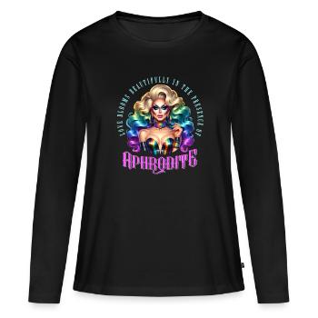 Pride LGBTQ Drag Queen Aphrodite Élégance - T-shirt manches longues Premium bio Femme - noir - Devant - Julia (174cm)