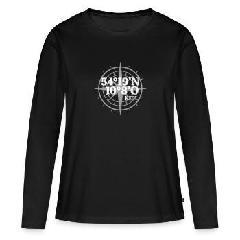 Coordonnées de Kiel - T-shirt manches longues Premium bio Femme - noir - Devant - Julia (174cm)