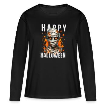 Joyeux Halloween Momie Art graphique - T-shirt manches longues Premium bio Femme - noir - Devant - Julia (174cm)