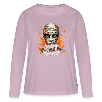 Joyeux Halloween Spooky Mummy - T-shirt manches longues Premium bio Femme - rose poudré - Devant - Julia (174cm)