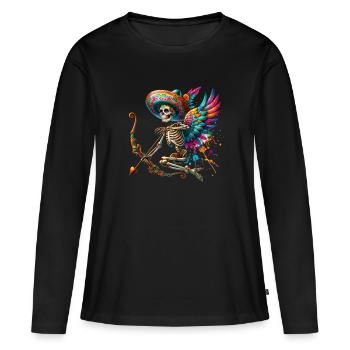 Cupid's arrow brings hearts together - Women's Premium Organic Long Sleeve Shirt - black - Front - Julia (174cm)