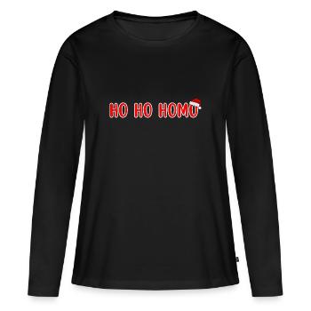 HO HO HOMO ! Personnes LGBTQ - T-shirt manches longues Premium bio Femme - noir - Devant - Julia (174cm)