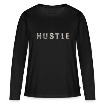 Hustle Money Texture Motivation Inspiration - Frauen Premium Bio Langarmshirt - Schwarz - Vorne - Julia (174cm)