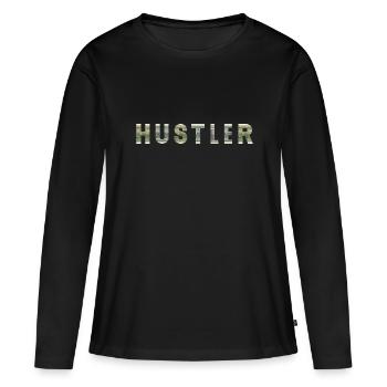 Hustler Dollar Bill Texture Motivation Inspiration - Frauen Premium Bio Langarmshirt - Schwarz - Vorne - Julia (174cm)
