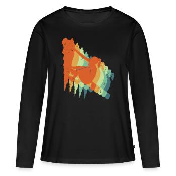 Escalade rétro - Cadeau cool pour les grimpeuses - T-shirt manches longues Premium bio Femme - noir - Devant - Julia (174cm)