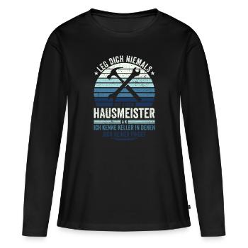 Retro Schule Hausverwalter Hauswart Hausmeister - Frauen Premium Bio Langarmshirt - Schwarz - Vorne - Julia (174cm)