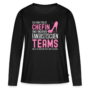 Ich Bin Stolze Chefin Eines Ungeheuer - Frauen Premium Bio Langarmshirt - Schwarz - Vorne - Julia (174cm)