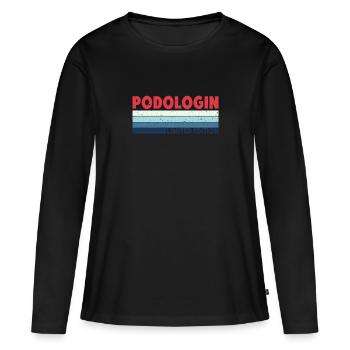 Retro Podologin Édition Limitée Podiatre Pieds - T-shirt manches longues Premium bio Femme - noir - Devant - Julia (174cm)