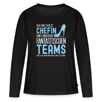 Ich Bin Stolze Chefin Eines Ungeheuer - Frauen Premium Bio Langarmshirt - Schwarz - Vorne - Julia (174cm)