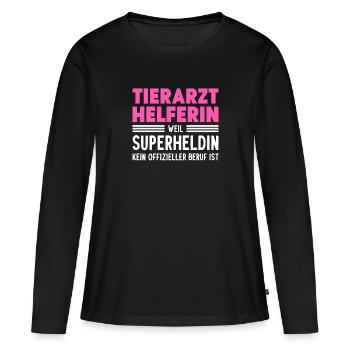 Tierarzthelferin Superheldin Kein Beruf Tiere - Frauen Premium Bio Langarmshirt - Schwarz - Vorne - Julia (174cm)