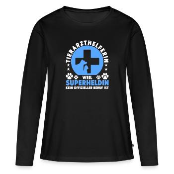 Tierarzthelferin Superheldin Kein Beruf Tiere - Frauen Premium Bio Langarmshirt - Schwarz - Vorne - Julia (174cm)