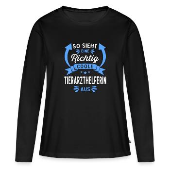 So sieht eine coole Tierarzthelferin aus Veterinär - Frauen Premium Bio Langarmshirt - Schwarz - Vorne - Julia (174cm)