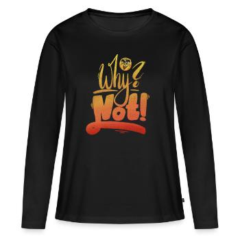 Pourquoi pas le point d’exclamation - T-shirt manches longues Premium bio Femme - noir - Devant - Julia (174cm)