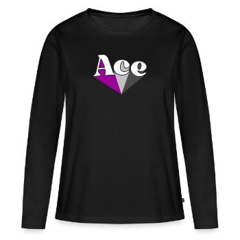 Retro Ace Pride Asexueller Regenbogen Verbündeter LGBT - Frauen Premium Bio Langarmshirt - Schwarz - Vorne - Julia (174cm)