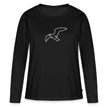 Maritim Meer Möwe - Frauen Premium Bio Langarmshirt - Schwarz - Vorne - Julia (174cm)