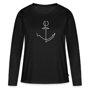 Ancre maritime - T-shirt manches longues Premium bio Femme - noir - Devant - Julia (174cm)