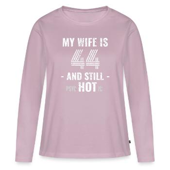 44 ans d’anniversaire Femme Psychotique - T-shirt manches longues Premium bio Femme - rose poudré - Devant - Julia (174cm)