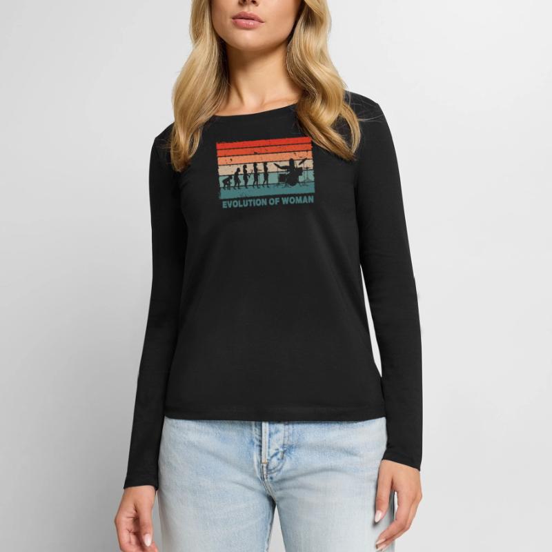 Retro Schlagzeuger Evolution Drummer Women's Premium Organic Long Sleeve Shirt