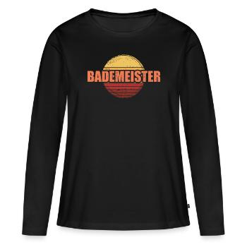 Bademeister Rettungsschwimmer Schwimmmeister Retro - Frauen Premium Bio Langarmshirt - Schwarz - Vorne - Julia (174cm)