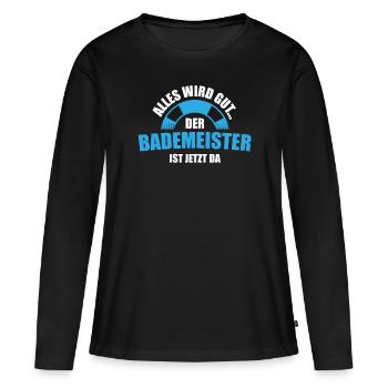 Bademeister Rettungsschwimmer Schwimmmeister - Frauen Premium Bio Langarmshirt - Schwarz - Vorne - Julia (174cm)