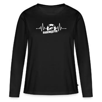 Bademeister Rettungsschwimmer Herzschlag - Frauen Premium Bio Langarmshirt - Schwarz - Vorne - Julia (174cm)