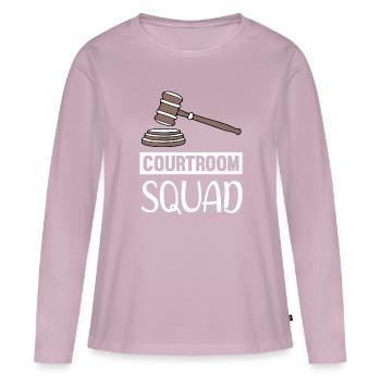 ESCOUADE DE SALLE D’AUDIENCE Étudiants en droit, candidats à l’examen - T-shirt manches longues Premium bio Femme - rose poudré - Devant - Julia (174cm)