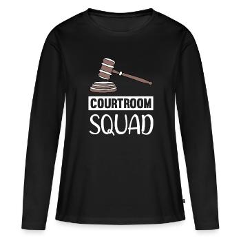 ESCOUADE DE SALLE D’AUDIENCE Étudiants en droit, candidats à l’examen - T-shirt manches longues Premium bio Femme - noir - Devant - Julia (174cm)